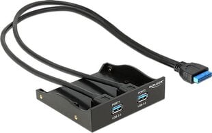 Delock 2 ports Front Panel USB 3.0 with internal 19 pin head connector (61896) hinta ja tiedot | Koteloiden lisätarvikkeet | hobbyhall.fi