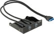 Delock 2 ports Front Panel USB 3.0 with internal 19 pin head connector (61896) hinta ja tiedot | Koteloiden lisätarvikkeet | hobbyhall.fi