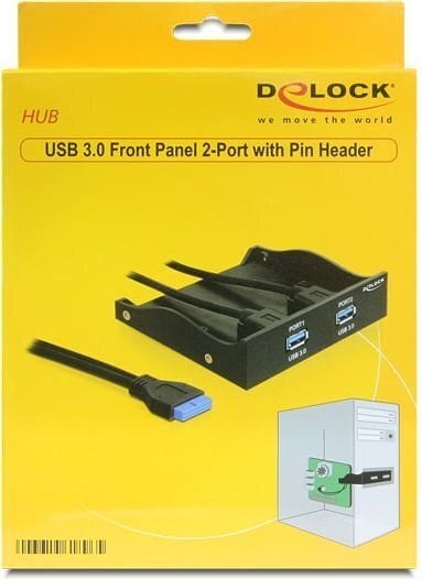 Delock 2 ports Front Panel USB 3.0 with internal 19 pin head connector (61896) hinta ja tiedot | Koteloiden lisätarvikkeet | hobbyhall.fi