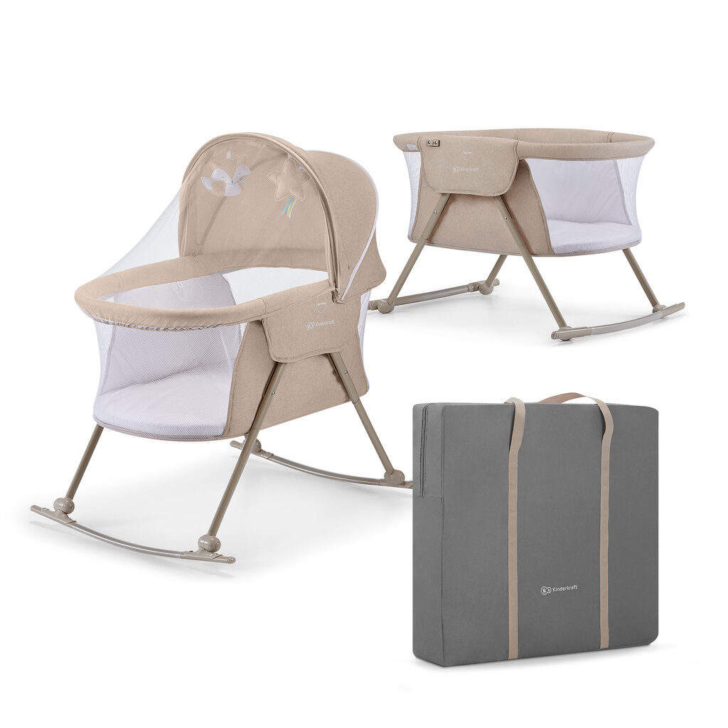 Kinderkraft Lovi, Vauvansänky beige hinta ja tiedot | Matkasängyt | hobbyhall.fi