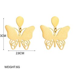 Kultaiset kirurgisesta teräksestä valmistetut perhoskorvakorut hinta ja tiedot | Korvakorut | hobbyhall.fi