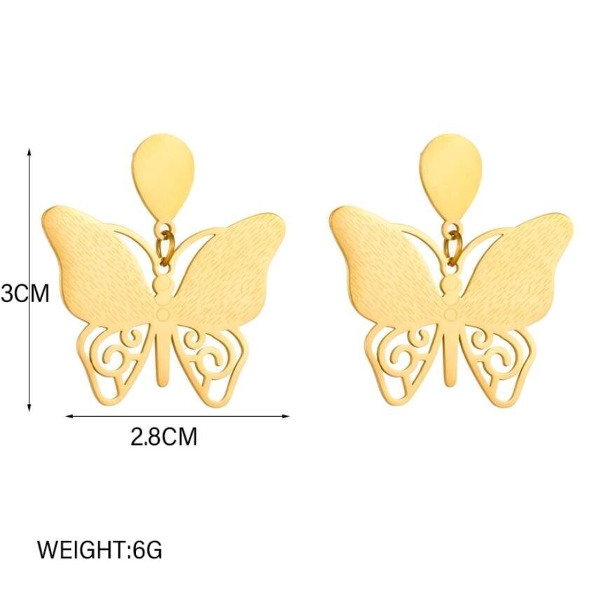 Kultaiset kirurgisesta teräksestä valmistetut perhoskorvakorut hinta ja tiedot | Korvakorut | hobbyhall.fi