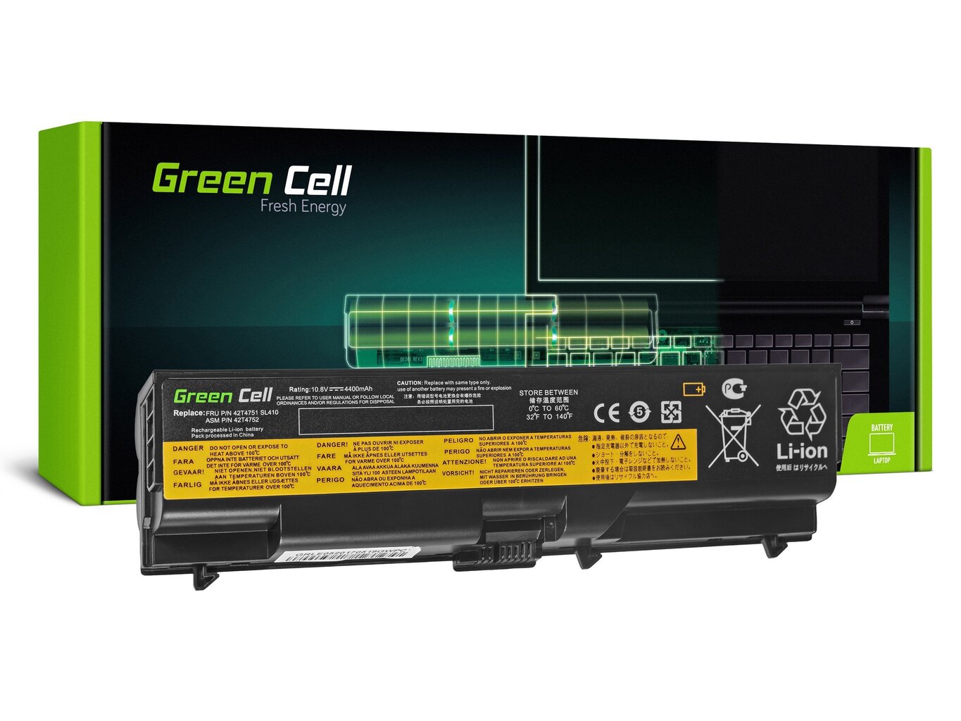 Green Cell Laptop Battery for IBM Lenovo ThinkPad T410 T420 T510 T520 W510 Edge 14 15 E525 hinta ja tiedot | Kannettavien tietokoneiden akut | hobbyhall.fi