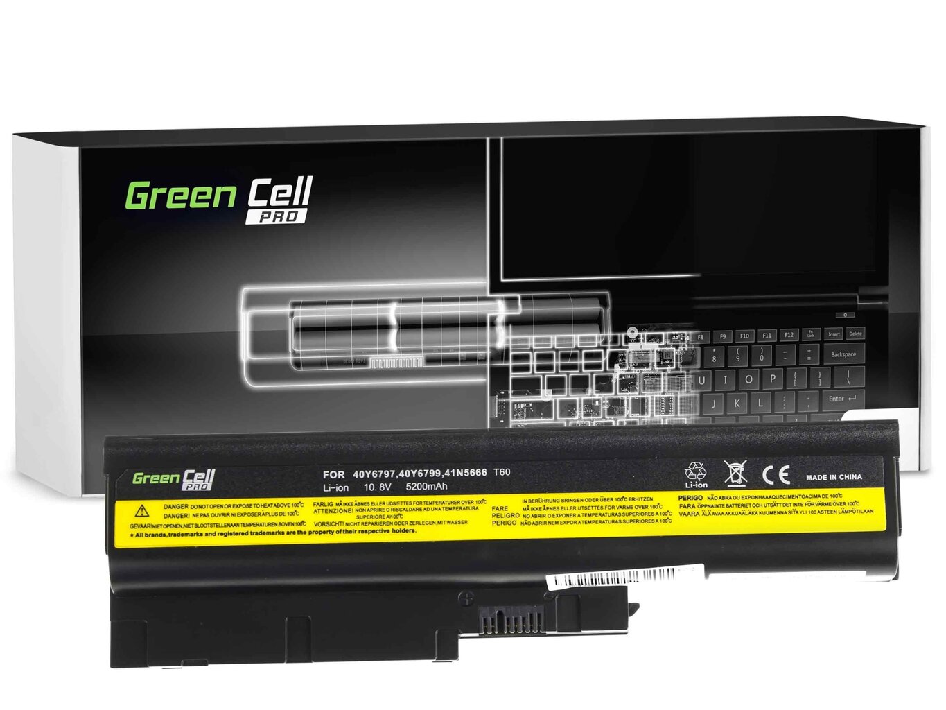 Green Cell PRO Laptop Battery for IBM Lenovo ThinkPad T60 T61 R60 R61 hinta ja tiedot | Kannettavien tietokoneiden akut | hobbyhall.fi