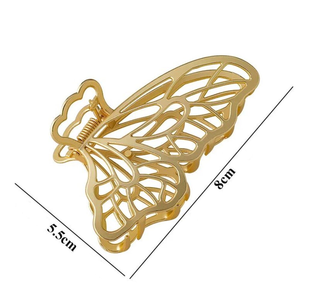 Suuri metallinen kultainen perhonen hiusklipsi hinta ja tiedot | Korvakorut | hobbyhall.fi