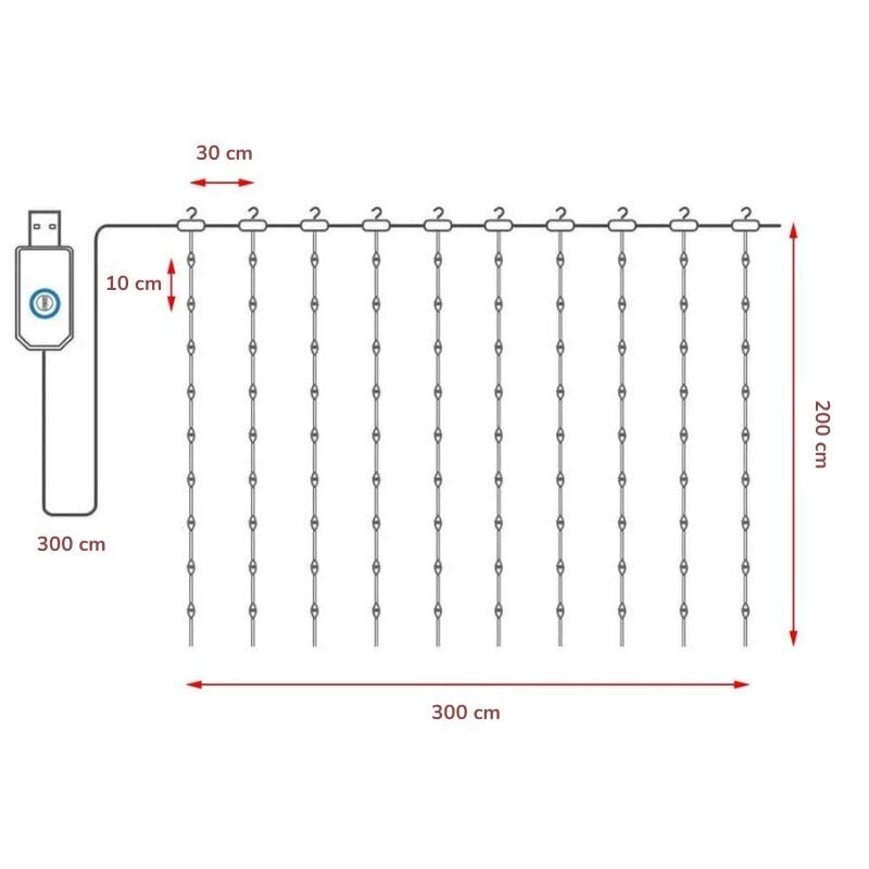 Valoverho kaukosäätimellä BlitzTop, 3×2 m, lämmin valkoinen hinta ja tiedot | Jouluvalot | hobbyhall.fi