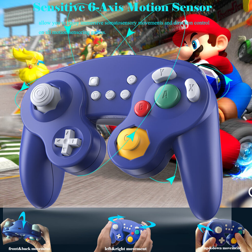 Bluetooth Gamecube Switch Pro -ohjain Nintendo Switchille, Wake Up, Motion, ,Värinä, Sininen hinta ja tiedot | Ohjain- ja laajennuskortit | hobbyhall.fi