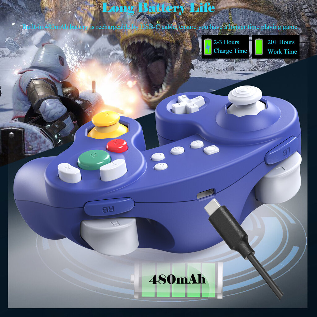 Bluetooth Gamecube Switch Pro -ohjain Nintendo Switchille, Wake Up, Motion, ,Värinä, Sininen hinta ja tiedot | Ohjain- ja laajennuskortit | hobbyhall.fi