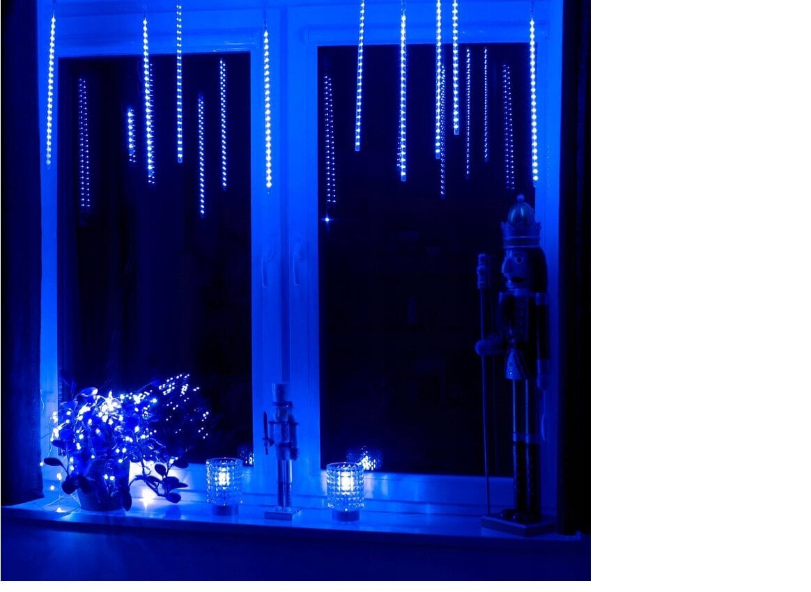 Joulu Led meteoriittijääpuikot, 10 kpl 480 led sininen, 6 metriä. hinta ja tiedot | Jouluvalot | hobbyhall.fi