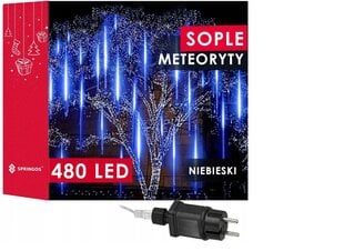 Joulu Led meteoriittijääpuikot, 10 kpl 480 led sininen, 6 metriä. hinta ja tiedot | Jouluvalot | hobbyhall.fi