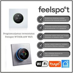 Ohjelmoitava termostaatti Feelspot WTH08.16W WiFi, valkoinen, Tuya, Smart Life hinta ja tiedot | Ajastimet ja termostaatit | hobbyhall.fi