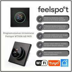 Ohjelmoitava termostaatti Feelspot WTH08.16B WiFi, musta, Tuya, Smart Life hinta ja tiedot | Ajastimet ja termostaatit | hobbyhall.fi