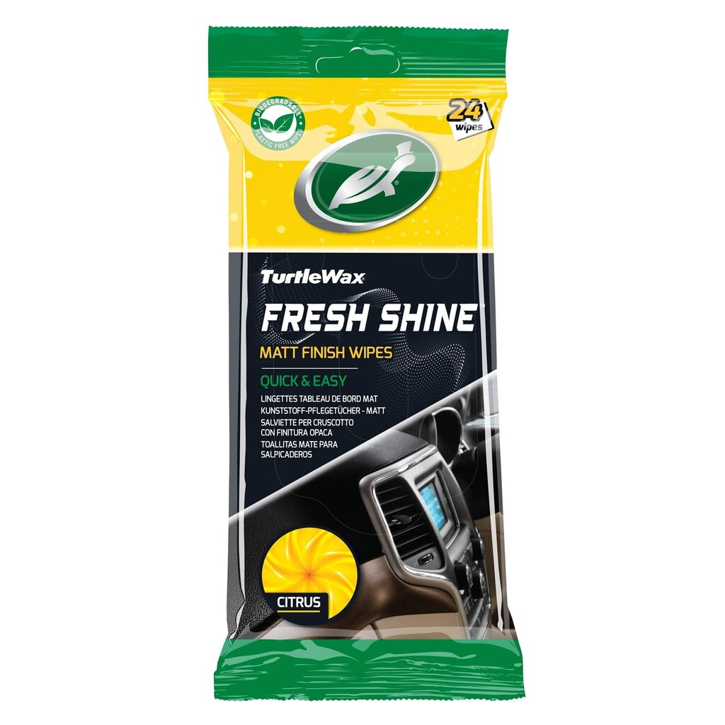 Kosteuspyyhkeet auton sisätiloihin Turtle Wax Fresh Shine, 24 kpl. hinta ja tiedot | Autokemikaalit | hobbyhall.fi