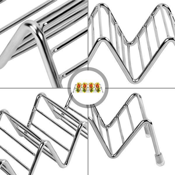 Iloinen tacoteline, 4 kpl ruostumattomasta teräksestä valmistettu Taco-teline V Space Taco -jalusta suojakärjeillä f