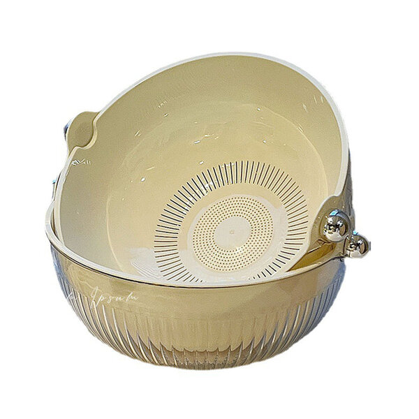 Colander Bowl Kaksikerroksinen pesu vihanneskulho Pinottava kokoontaitettava monitoiminen keittiön tyhjennyskulho hedelmille L 25,5cm / 10in