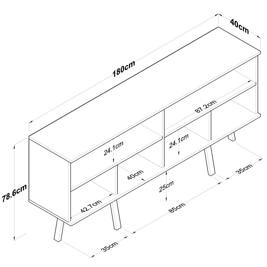 Senkki, 180 x 78,6 x 40 cm, valkoinen hinta ja tiedot | Lipastot | hobbyhall.fi