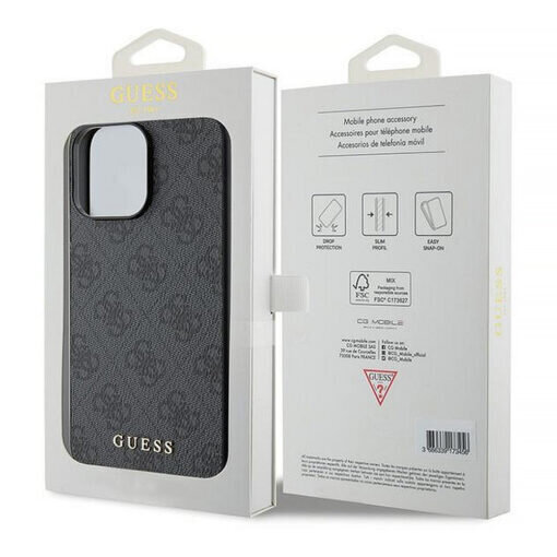 Alkuperäinen GUESS 4G Gold Logo iPhone 15 Pro (6,1") - Harmaa hinta ja tiedot | Puhelimen kuoret ja kotelot | hobbyhall.fi