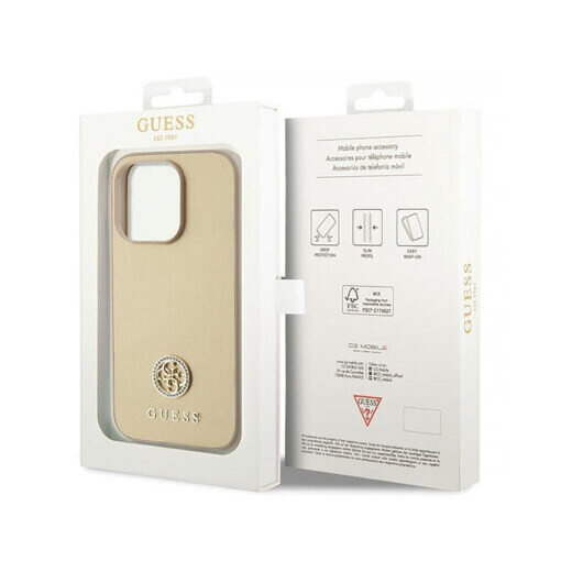 Alkuperäinen GUESS Strass Metal Logo iPhone 15 Pro (6,1") - Kulta hinta ja tiedot | Puhelimen kuoret ja kotelot | hobbyhall.fi