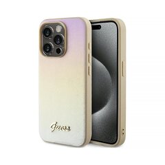 Alkuperäinen GUESS (Saffiano Iridescent Script) iPhone 15 Pro (6,1") - Kulta hinta ja tiedot | Puhelimen kuoret ja kotelot | hobbyhall.fi