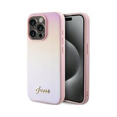 Alkuperäinen GUESS (Saffiano Iridescent Script) iPhone 15 Pro (6,1") - Pinkki hinta ja tiedot | Puhelimen kuoret ja kotelot | hobbyhall.fi