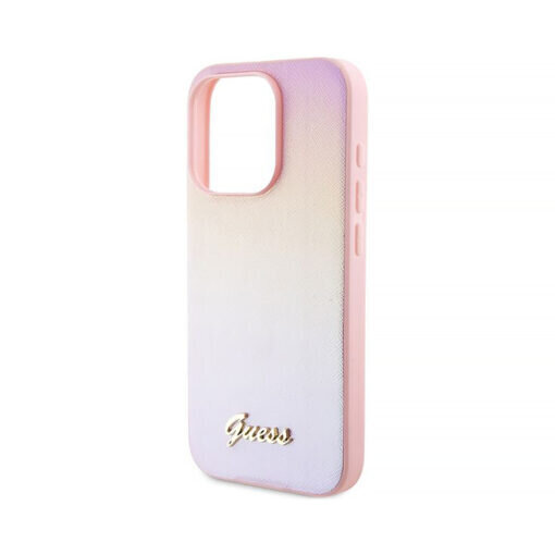 Alkuperäinen GUESS (Saffiano Iridescent Script) iPhone 15 Pro (6,1") - Pinkki hinta ja tiedot | Puhelimen kuoret ja kotelot | hobbyhall.fi