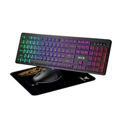 Aula AC208 3in1 2.4G Wireless Combo RGB Keyboard (EN/RU), Hiiri, Hiirimatto (29x25x2,5cm) Musta hinta ja tiedot | Näppäimistöt | hobbyhall.fi