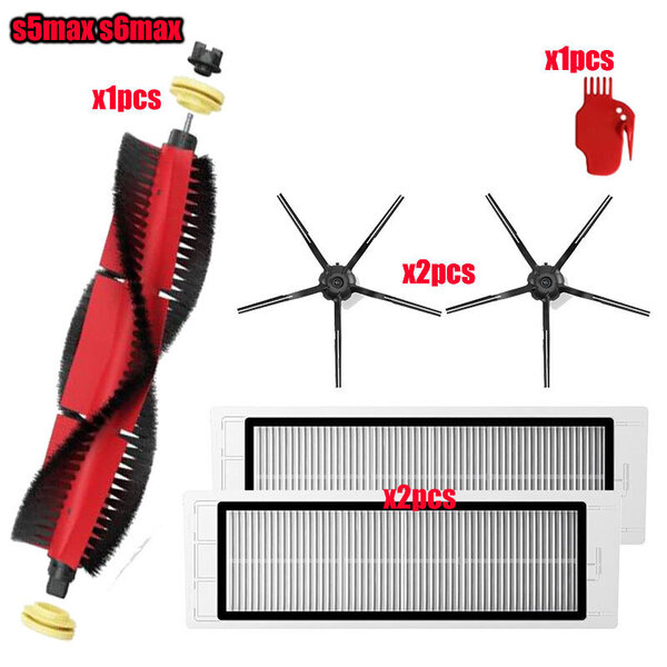 Xiaomi Roborock S5 Max S6 S50 S51 S55 pölynimurin osatarvikkeet HEPA-suodatin + sivuharja + pääharja + moppiliinat