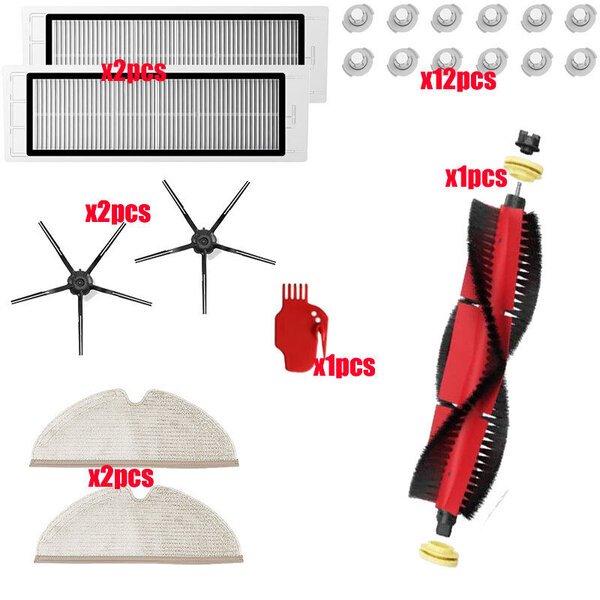 Xiaomi Roborock S5 Max S6 S50 S51 S55 pölynimurin osatarvikkeet HEPA-suodatin + sivuharja + pääharja + moppiliinat