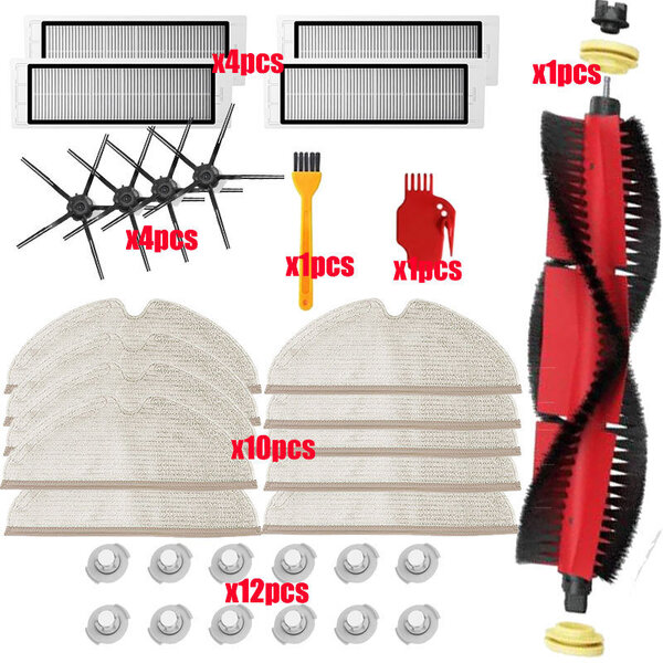 Xiaomi Roborock S5 Max S6 S50 S51 S55 pölynimurin osatarvikkeet HEPA-suodatin + sivuharja + pääharja + moppiliinat