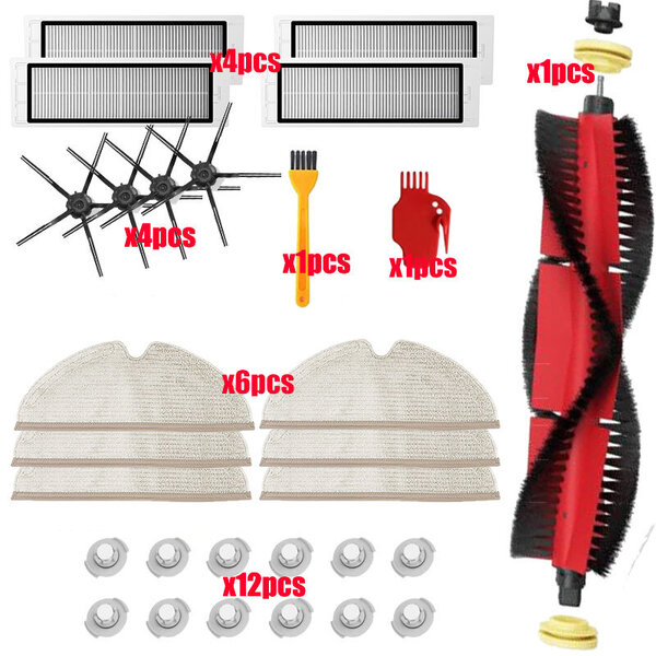 Xiaomi Roborock S5 Max S6 S50 S51 S55 pölynimurin osatarvikkeet HEPA-suodatin + sivuharja + pääharja + moppiliinat