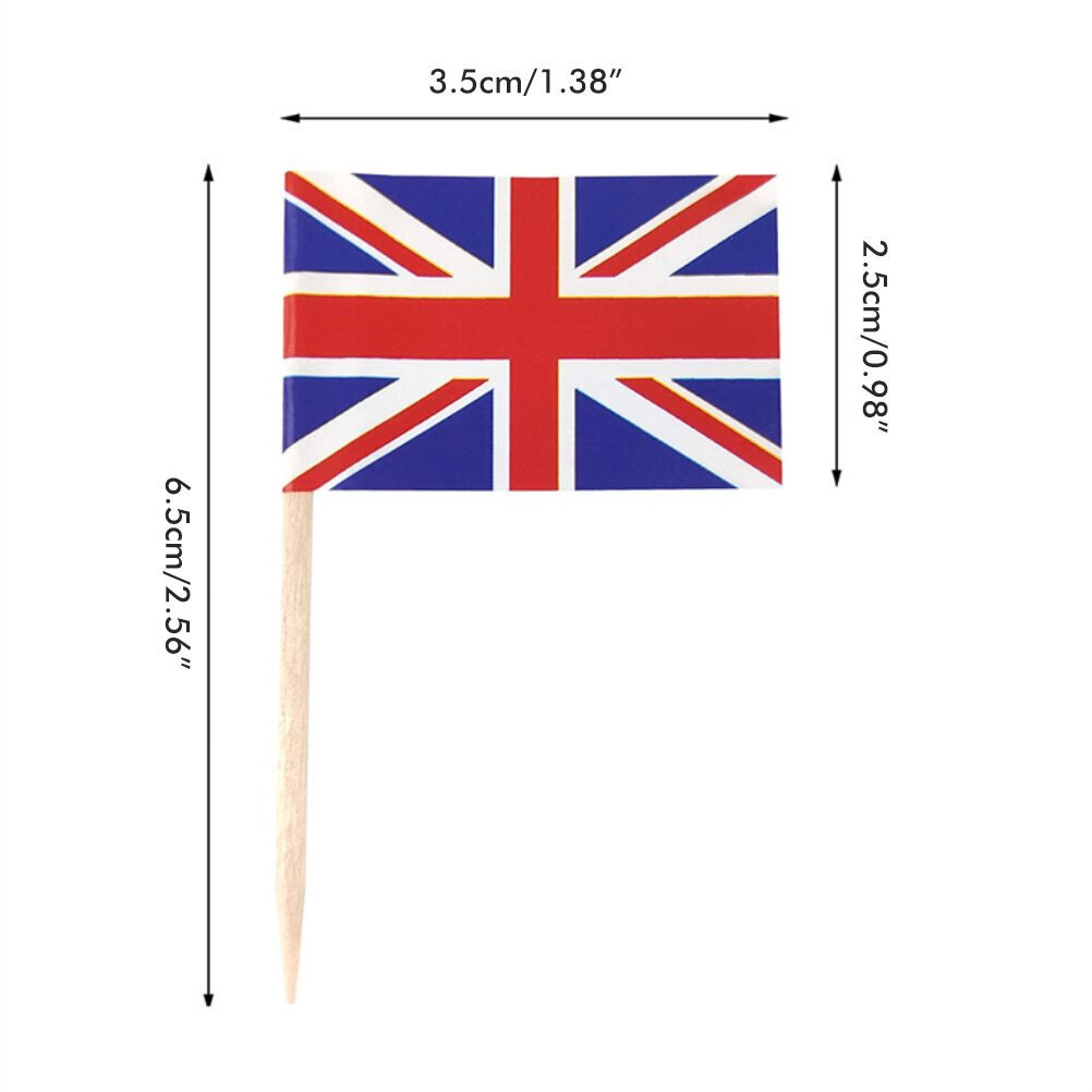 100 kpl Union Jack Mini Liput Käsikäyttöiset Brittiläiset hammastikku Liput Cupcake Toppers Liput Hedelmätikku Juhlakoristeet hinta ja tiedot | Keittiövälineet | hobbyhall.fi