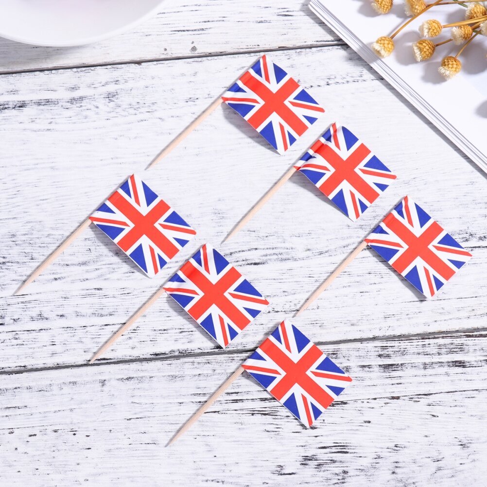 100 kpl Union Jack Mini Liput Käsikäyttöiset Brittiläiset hammastikku Liput Cupcake Toppers Liput Hedelmätikku Juhlakoristeet hinta ja tiedot | Keittiövälineet | hobbyhall.fi