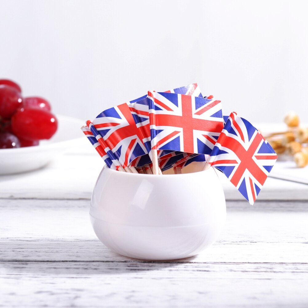 100 kpl Union Jack Mini Liput Käsikäyttöiset Brittiläiset hammastikku Liput Cupcake Toppers Liput Hedelmätikku Juhlakoristeet hinta ja tiedot | Keittiövälineet | hobbyhall.fi