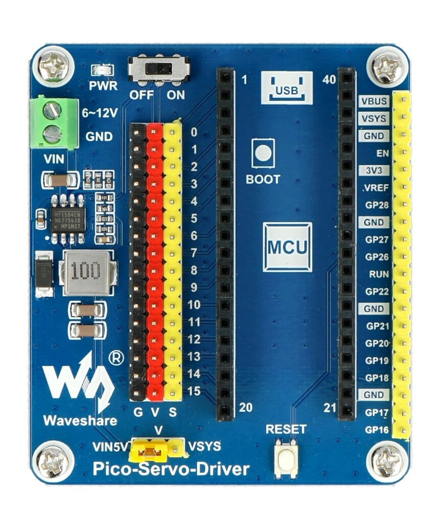 Servo-ohjain 16-kanavainen 16-bittinen PWM Raspberry Pi Pico Waveshare 19767:lle hinta ja tiedot | Mikrokontrollerit | hobbyhall.fi