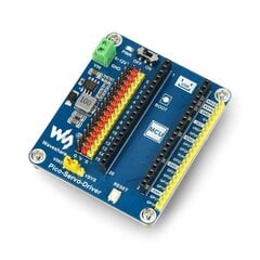 Servo-ohjain 16-kanavainen 16-bittinen PWM Raspberry Pi Pico Waveshare 19767:lle hinta ja tiedot | Mikrokontrollerit | hobbyhall.fi