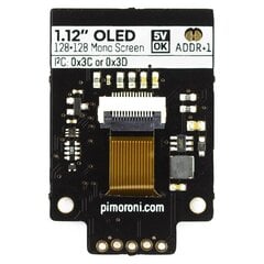 PiMoroni Mono OLED, graafinen yksivärinen näyttö hinta ja tiedot | Mikrokontrollerit | hobbyhall.fi