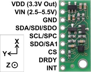 LIS3MDL 3-akselinen digitaalinen magnetometri hinta ja tiedot | Mikrokontrollerit | hobbyhall.fi