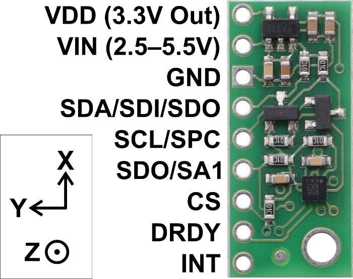 LIS3MDL 3-akselinen digitaalinen magnetometri hinta ja tiedot | Mikrokontrollerit | hobbyhall.fi