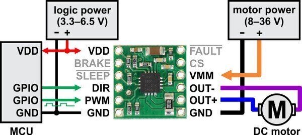 Moottoriohjain Pololu DRV8801, yksikanavainen, 36V / 1A hinta ja tiedot | Mikrokontrollerit | hobbyhall.fi