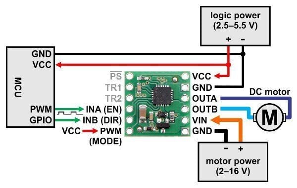 Pololu 2960 yksikanavainen moottoriohjain, 16V/1.2A hinta ja tiedot | Mikrokontrollerit | hobbyhall.fi