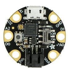 M0 GEMMA, miniatyyri alusta 3,3 V:n mikro-ohjaimella ATSAMD21E18, Adafruit 3501 hinta ja tiedot | Mikrokontrollerit | hobbyhall.fi