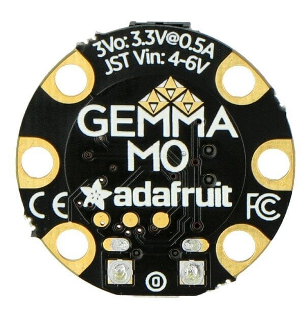 M0 GEMMA, miniatyyri alusta 3,3 V:n mikro-ohjaimella ATSAMD21E18, Adafruit 3501 hinta ja tiedot | Mikrokontrollerit | hobbyhall.fi