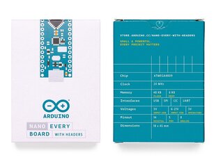 Arduino Nano Every, liittimillä hinta ja tiedot | Mikrokontrollerit | hobbyhall.fi