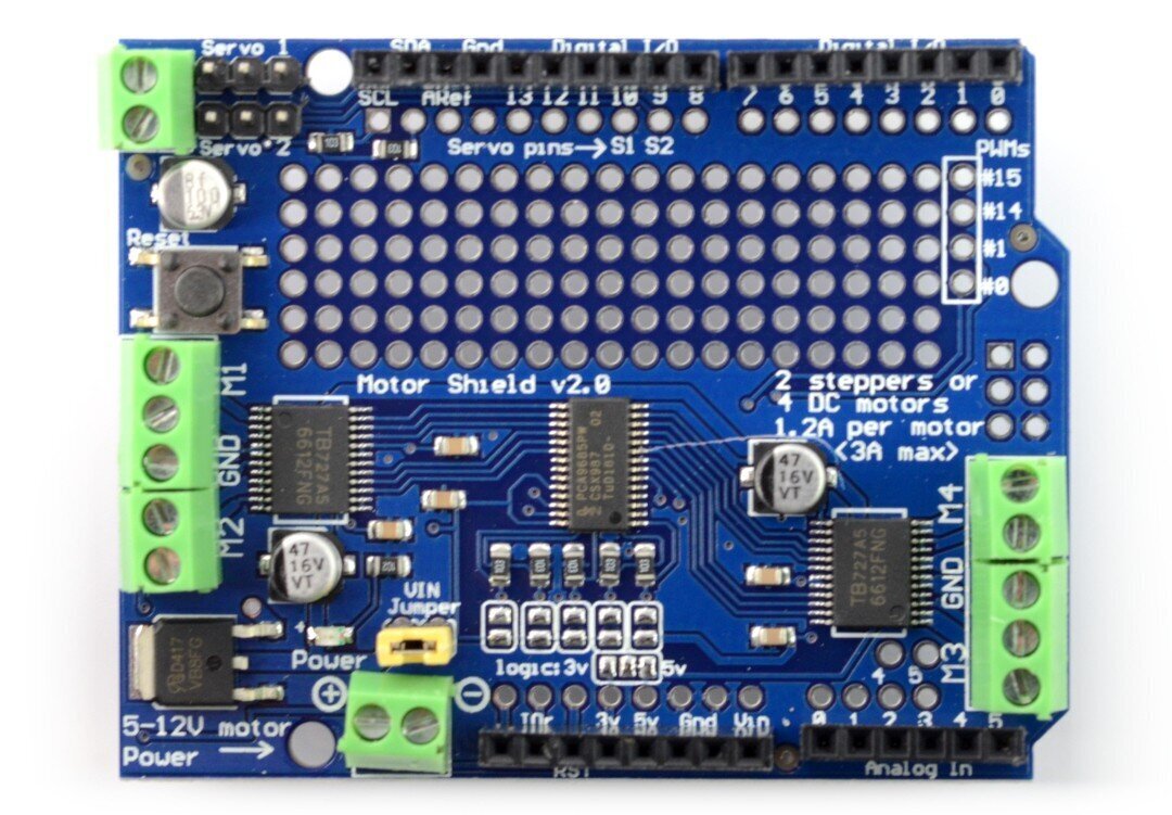 TB6612 moottoriliitin - 4x DC-moottoriohjain - 12V/1.2A - Arduino-kiinnitys hinta ja tiedot | Mikrokontrollerit | hobbyhall.fi