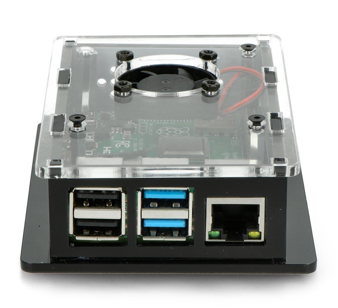 Kotelo Raspberry Pi 4B boxille V2 DIN-kisko - musta ja läpinäkyvä + tuuletin hinta ja tiedot | Mikrokontrollerit | hobbyhall.fi