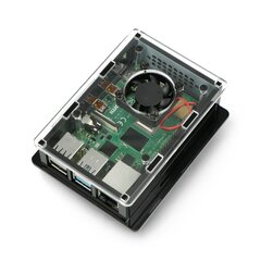 Kotelo Raspberry Pi 4B boxille V2 DIN-kisko - musta ja läpinäkyvä + tuuletin hinta ja tiedot | Mikrokontrollerit | hobbyhall.fi