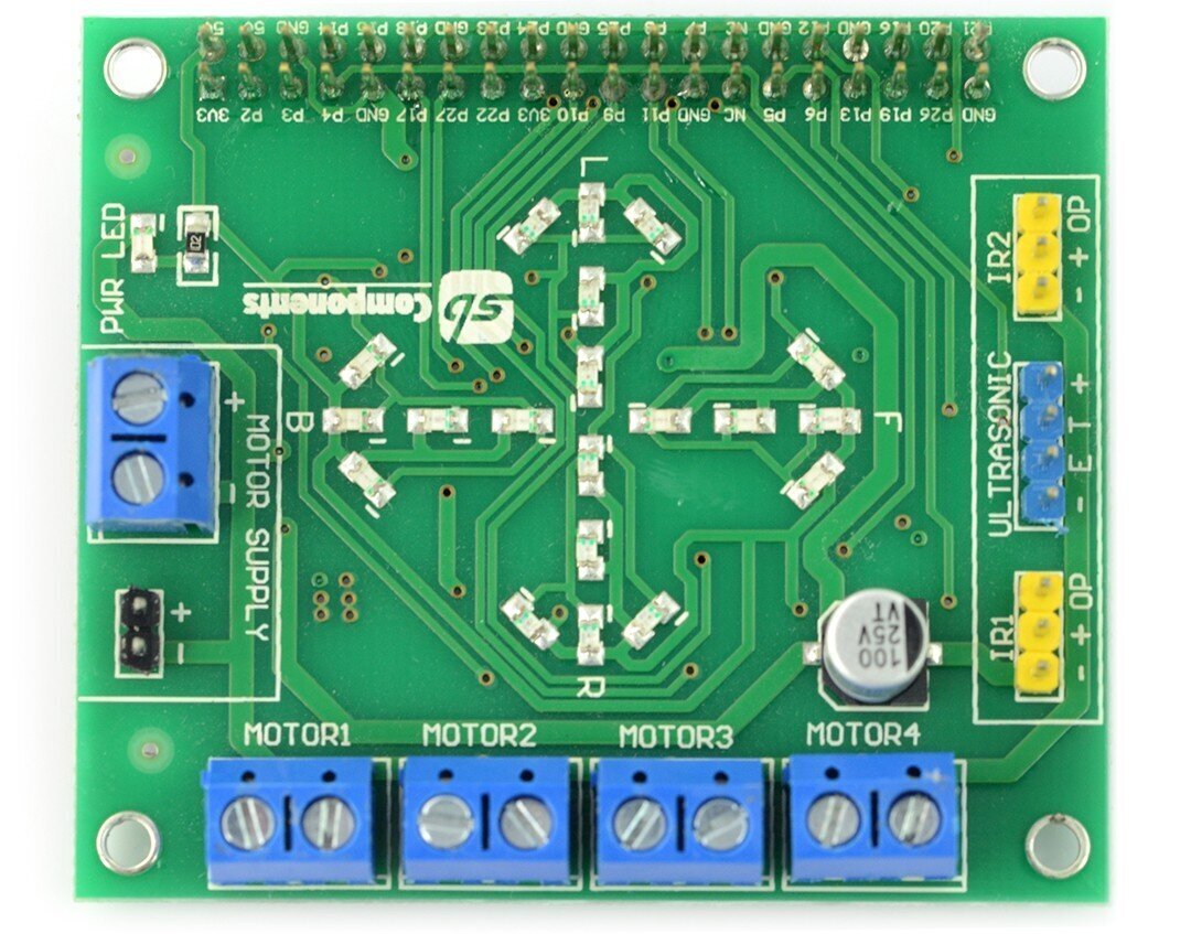 Moottoriliitin 2x L293D 24V/1A - 4-kanavainen moottoriohjain Raspberry Pi:lle hinta ja tiedot | Mikrokontrollerit | hobbyhall.fi