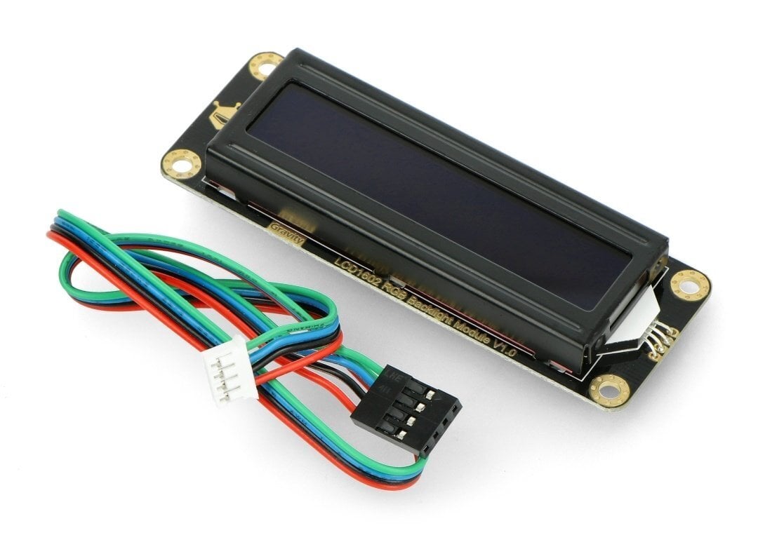 DFRobot Gravity, 2x16 I2C LCD-näyttö, musta RGB-valolla hinta ja tiedot | Mikrokontrollerit | hobbyhall.fi