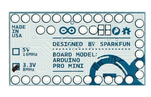 Arduino Pro Mini 328 -moduuli, 3,3 V / 8 MHz, SparkFun DEV-11114 hinta ja tiedot | Mikrokontrollerit | hobbyhall.fi