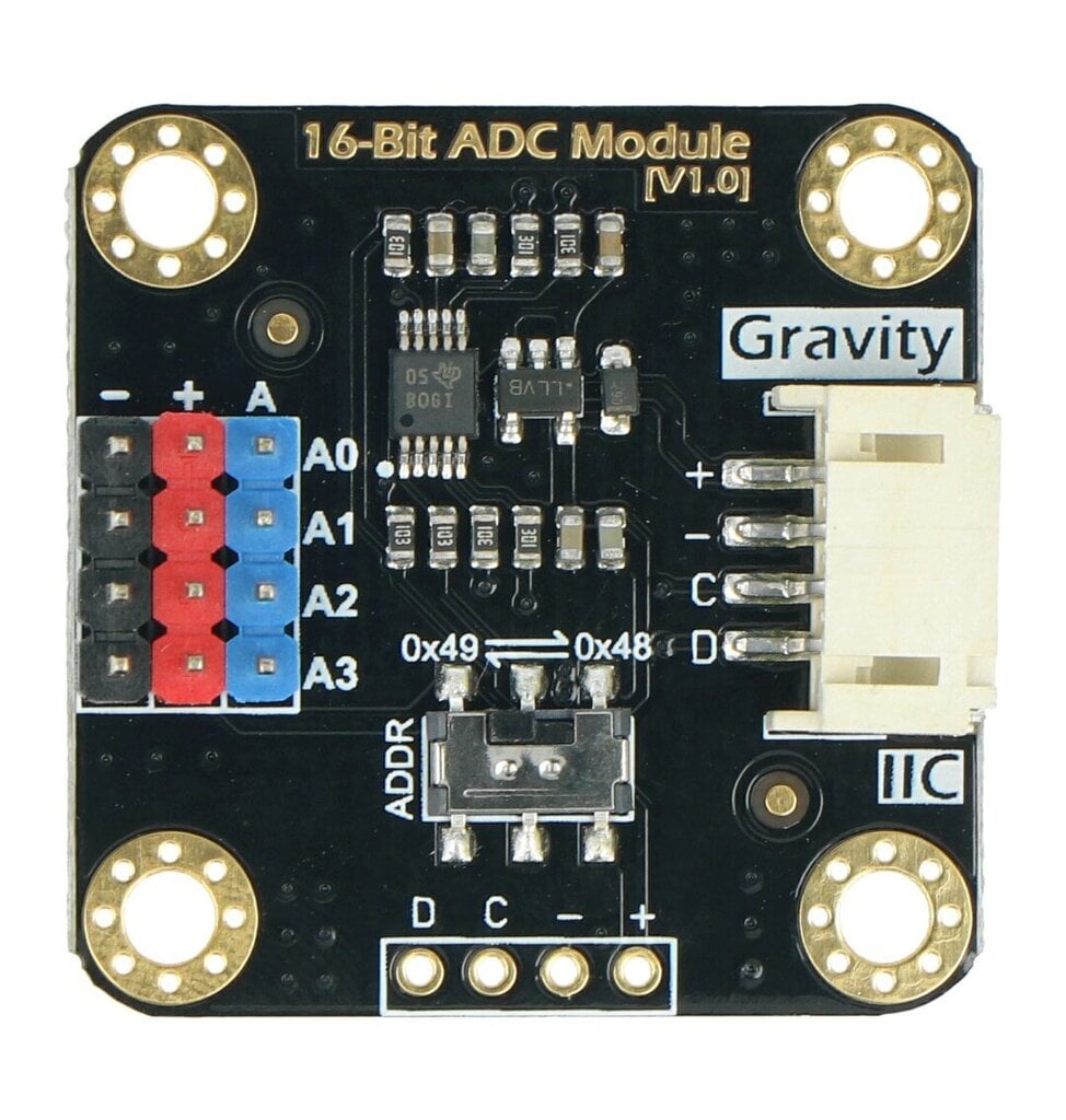 Gravity ADC-muunnin ADS1115 16-bittinen, 4-kanavainen hinta ja tiedot | Mikrokontrollerit | hobbyhall.fi